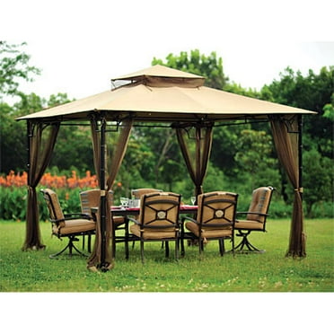 ZeHuoGe 10.6x10.6ft 2 Tier Canopy Tent Top Replacement for Madaga Gazebo Frames Outdoor Canopy Cover Patio Garden Yard Coffee Liqueur